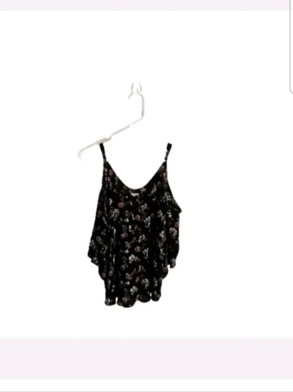 Hollister Black Floral Print Blouse Top Xs Euc